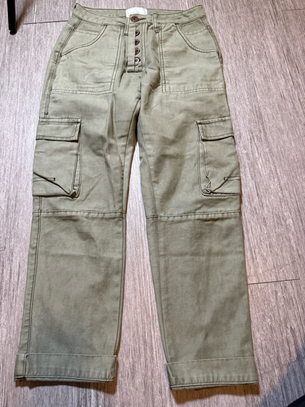 One Teaspoon Cargo Pants Olive Green‎ Utility Wide Leg Y2K Streetwear Size 26
